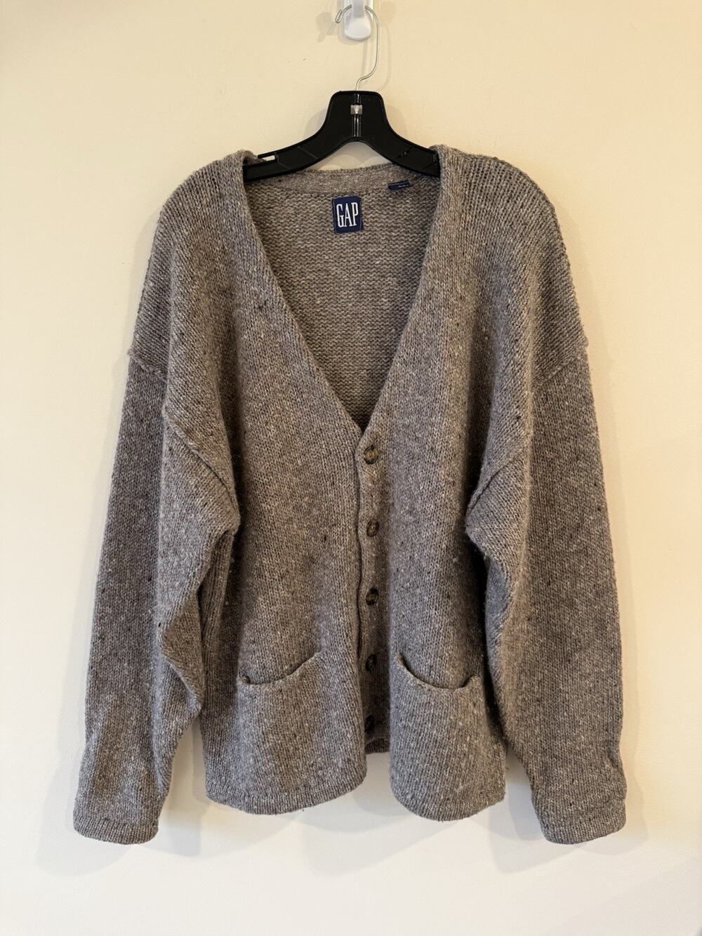 GAP Brown Wool & Cotton Cardigan Button Front Coastal Grandpa Cottagecore Large